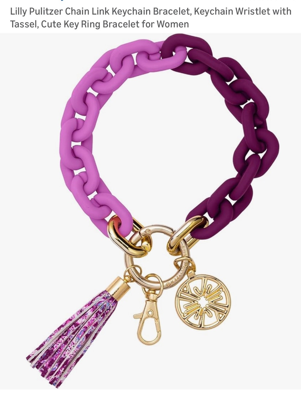 Lilly Pulitzer Pink to Plum Ombre Chain Tassel Keyring